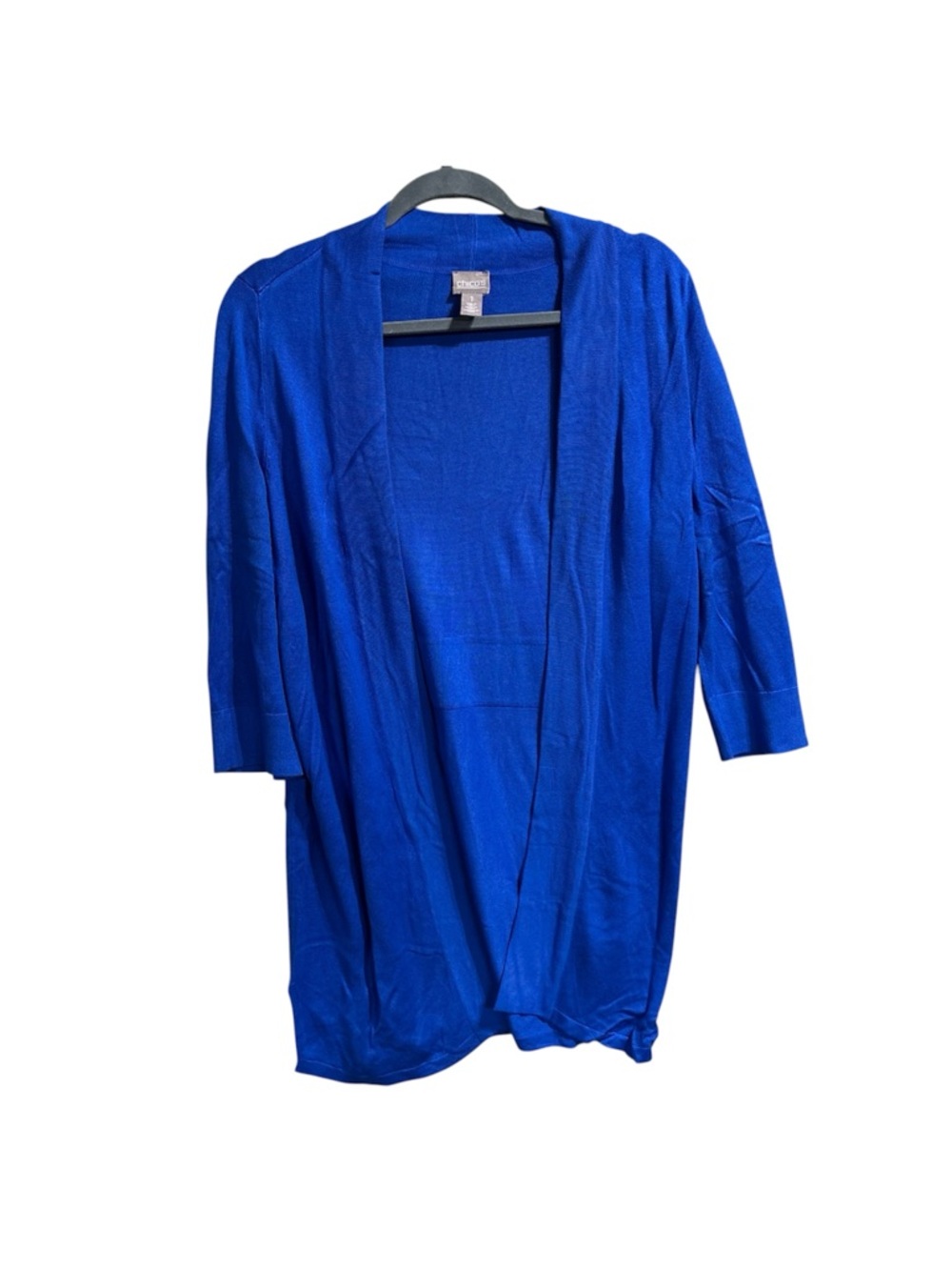Chico’s Blue Open Front Cardigan Lightweight 3/4 Sleeve Size 1